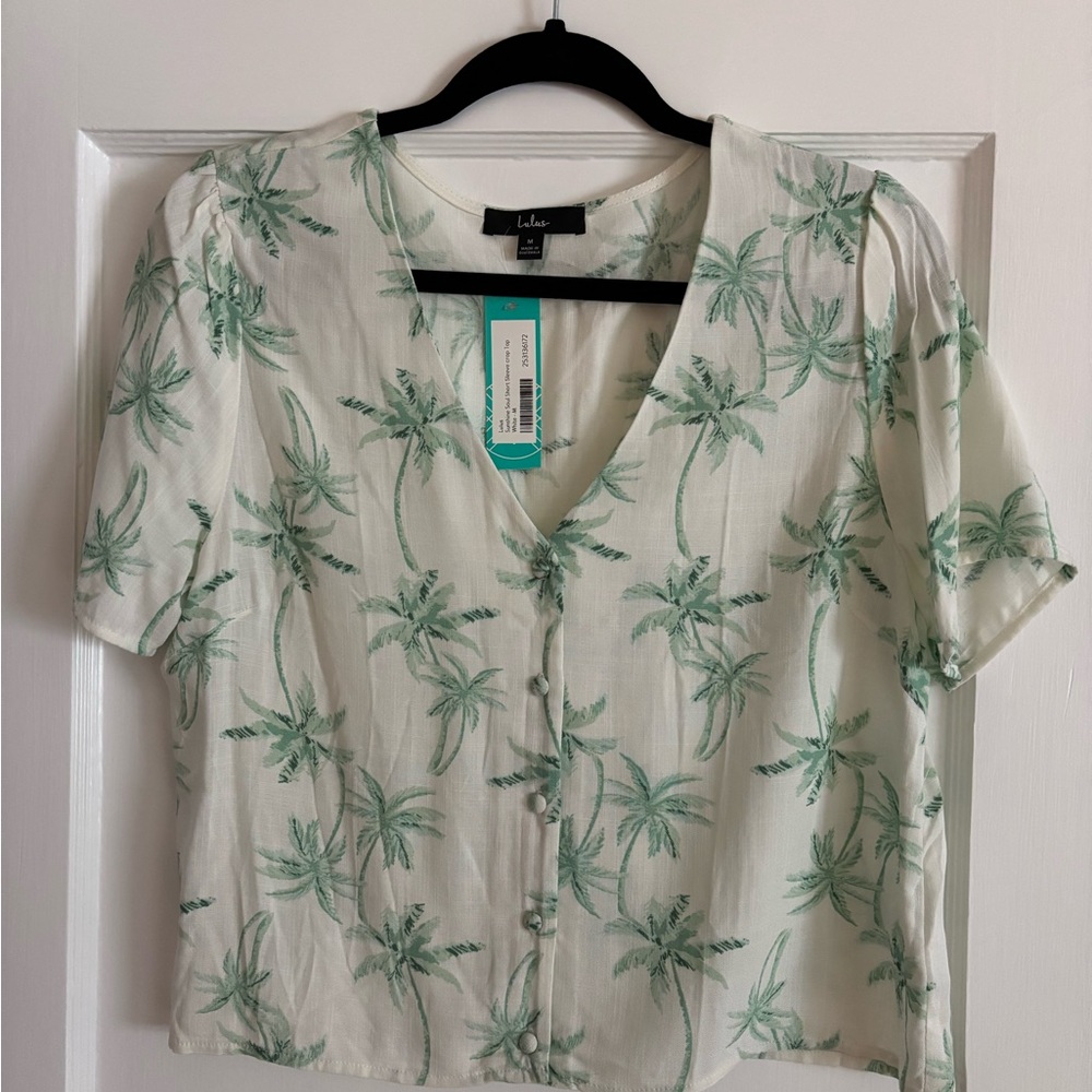 Lulu's Green Palm Print Women's Top